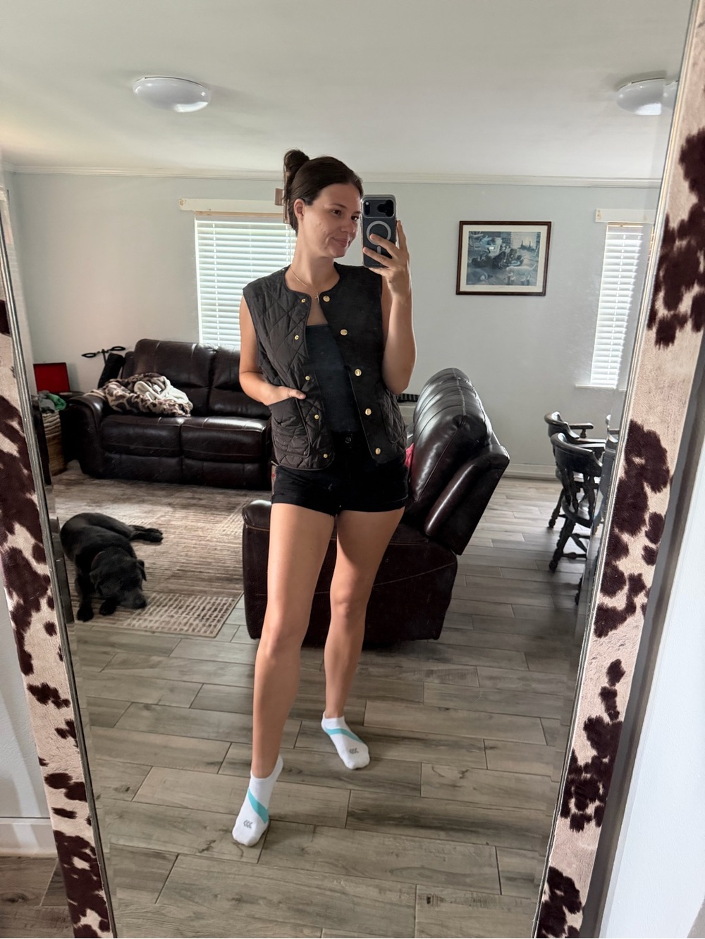 H&M Black Quilted Button-Front Vest